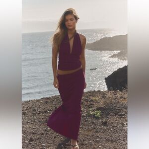 Zara Eggplant Halter Neck Top and Skirt Set